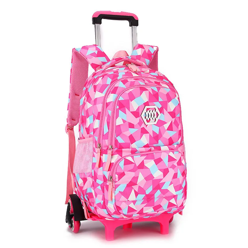 Новый Съемный детские школьные сумки с 2/6 колеса для мальчиков и девочек, рюкзак-тележка для детей восхождение по лестнице сумка на колесах ...