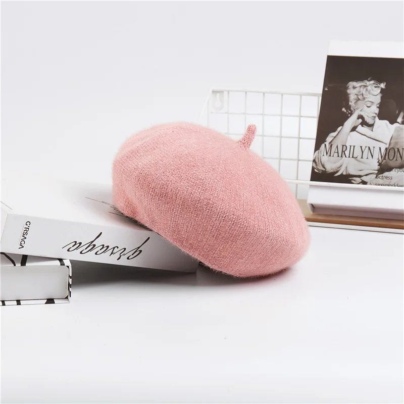 Pink Dilidala, осенне-зимний Регулируемый берет для женщин, женская шерстяная шапка для художника, Корейская версия, шапка с тыквой, зимние шапки для женщин - Цвет: Pink