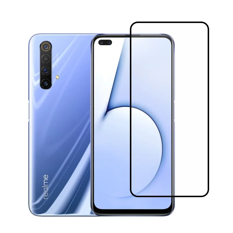 Protector de pantalla de vidrio templado para OPPO Realme X50, pel&iacute;cula de borde curvo 3D, cobertura completa, 5G, 2 uds.-1