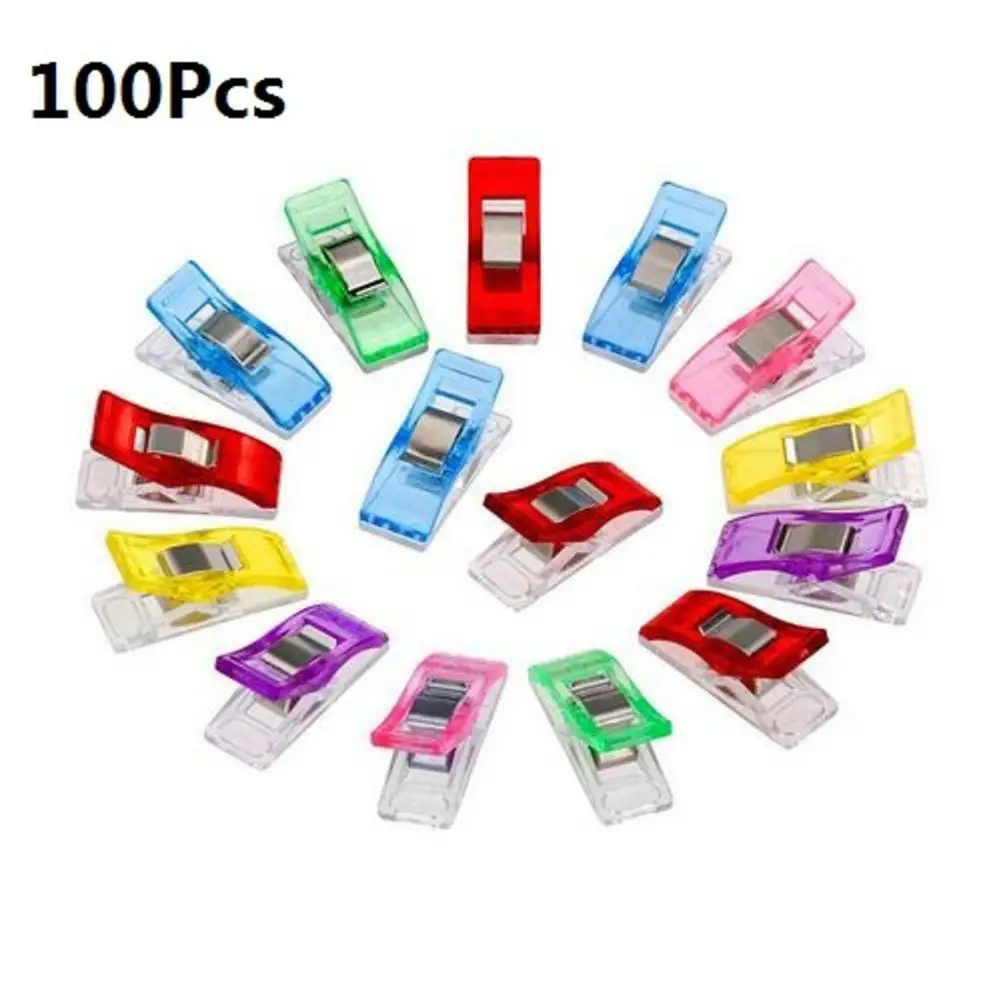100Pcs 100 шт. многоцветный пластик зажимы для одежды тканевые зажимы лоскутное шитье ремесло Стёганое одеяло DIY домашние Аксессуары швейные инструменты ручной работы - Цвет: 100Pcs