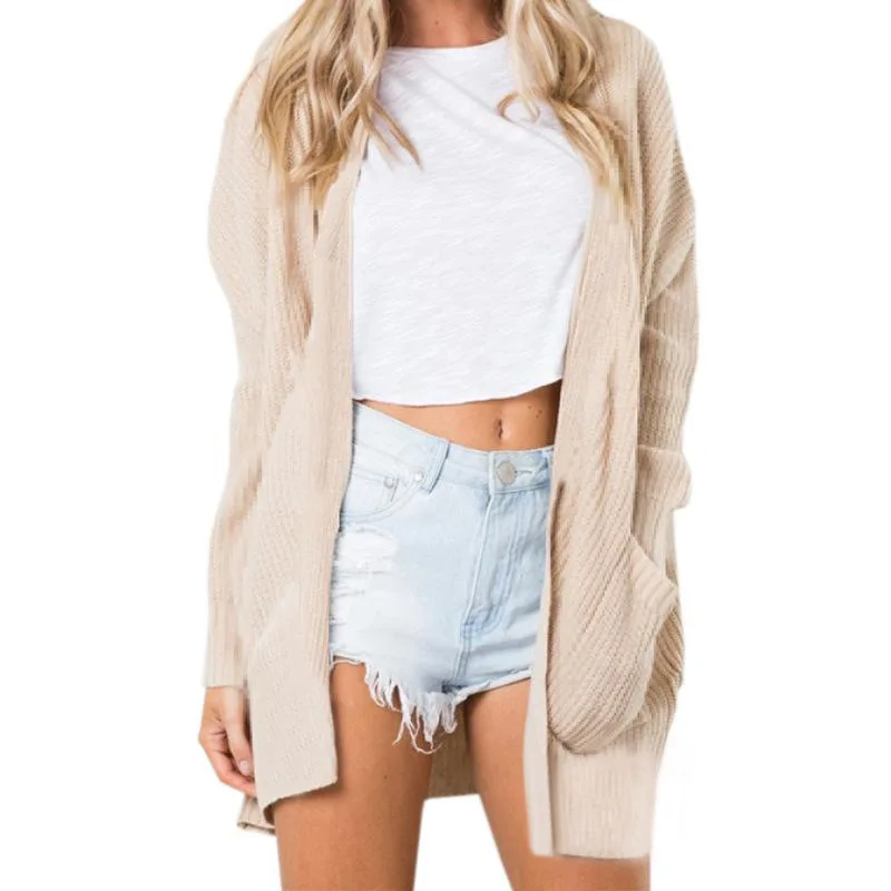 

Осень-зима 2020, новые европейские и американские женские свитера, Свободный длинный кардиган с карманами, свитер, уличные кардиганы