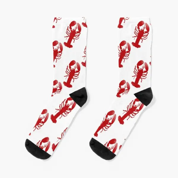 

Red Lobster Repeating Pattern Crew Socks Unisex Autumn Cartoon Best Ladies Mens Breathable Short Women Sports Cotton Cute