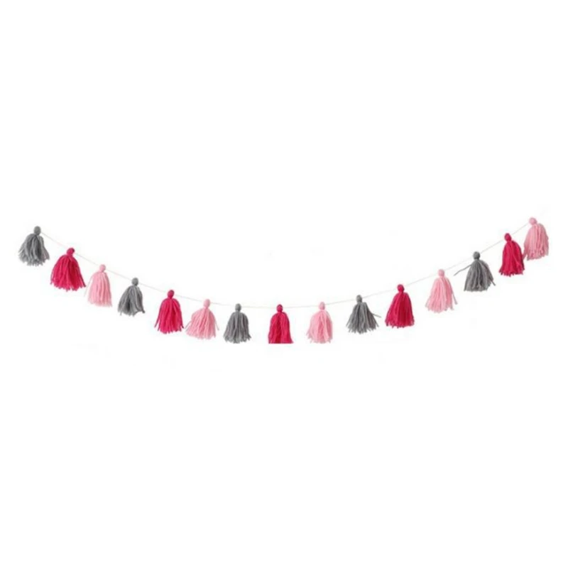 Ручной вязки кисточкой Гирлянда баннер баннеры настенные Висячие украшения