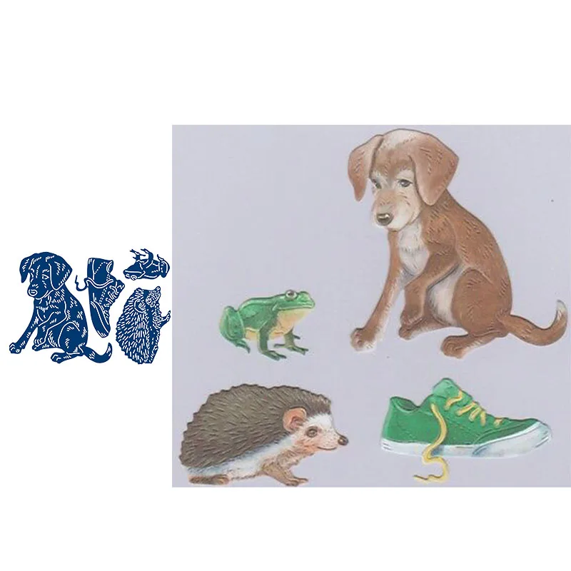 Необычный щенок лягушка металлические режущие штампы Серебряный трафарет для