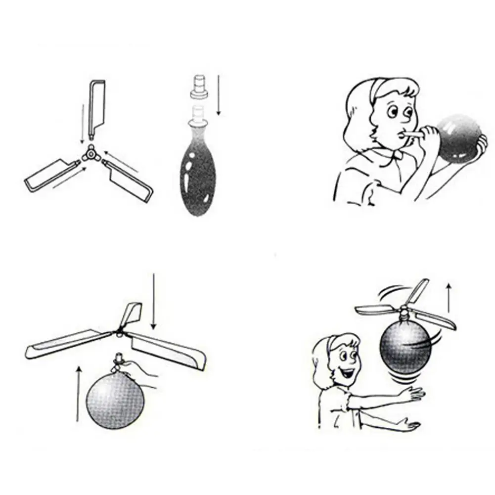 Fun-helic&oacute;ptero de juguete con globos caseros para ni&ntilde;os, juguete educativo para el hogar, regalo escolar, R6P6-4