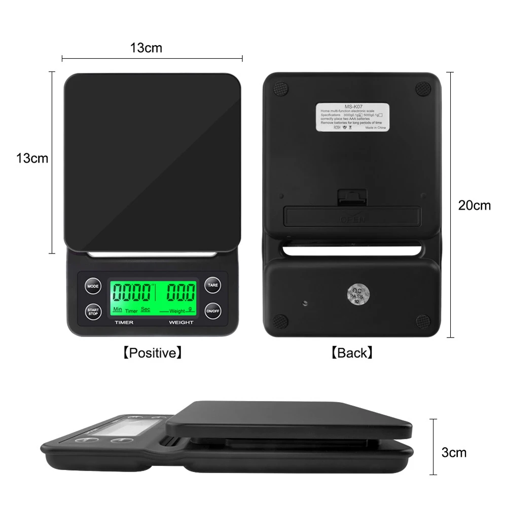 

3kg/0.1g 5kg/0.1g Drip Coffee Scale With Timer Portable Electronic Digital Kitchen Scale High Precision LCD Electronic Scales
