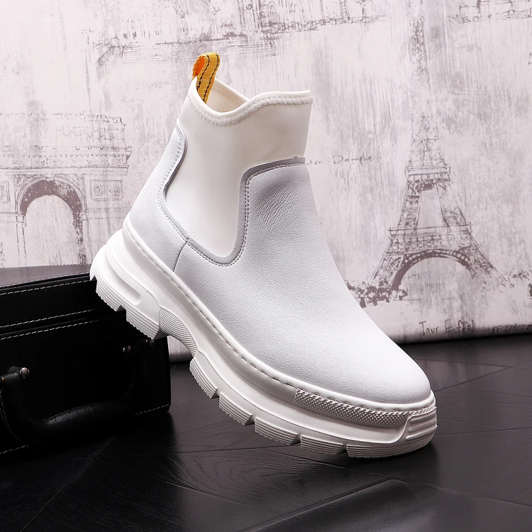 

Autumn men's sneakers 2021 New Men Leather Casual Shoes Slip on High tops martin shoes botas militares hombre