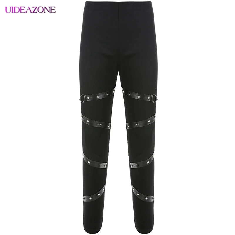 UIDEAZONE готические черные обтягивающие брюки с высокой талией женские в стиле панк