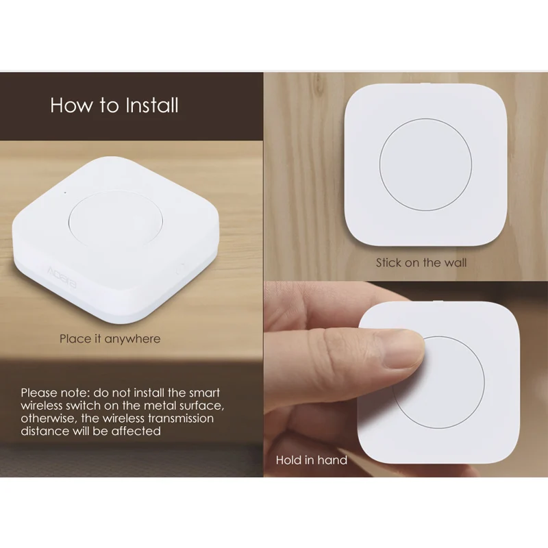 Фото Умный беспроводной мини-переключатель Aqara Zigbee Homekit, сенсорный Умный выключатель для Xiaomi Mi Home Zigbee SmartHome, кнопка дистанционного управления для безопасности №2