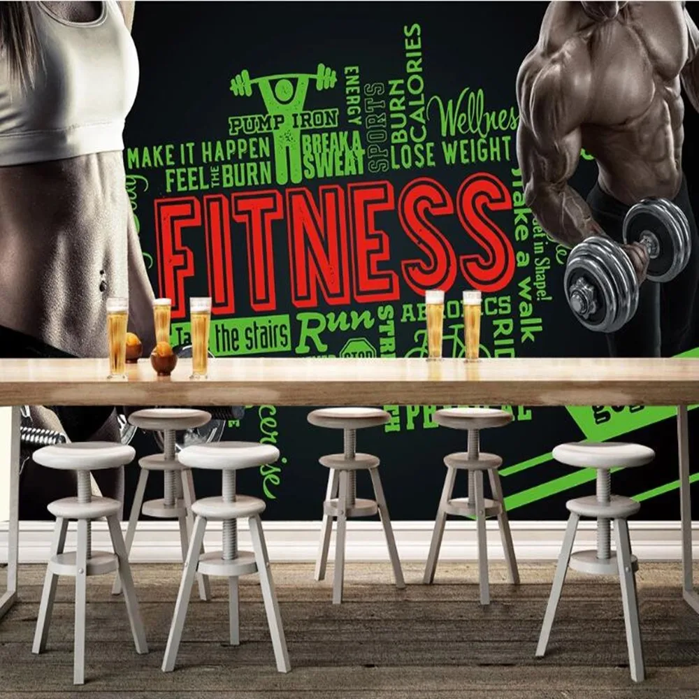 Milofi пользовательские 3D Фитнес Бодибилдинг большой ТВ фон обои росписи|Обои| |