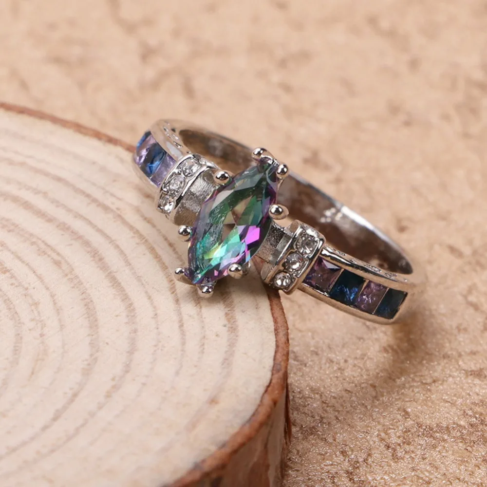 Кольцо женское с цветным овальным цирконом изысканная модная трендовая