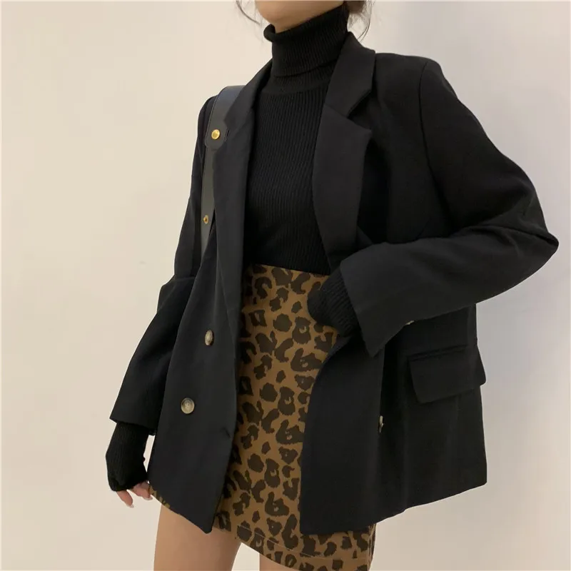 

Vintage Double Breasted Women Blazer Notched Collar Jackets Female Retro Suits Coat Feminino Blazers Outerwear 54815