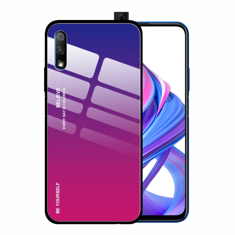 Модный чехол из закаленного стекла с градиентом кристалла для Huawei Honor 20 Pro 9X 8X 10 Lite