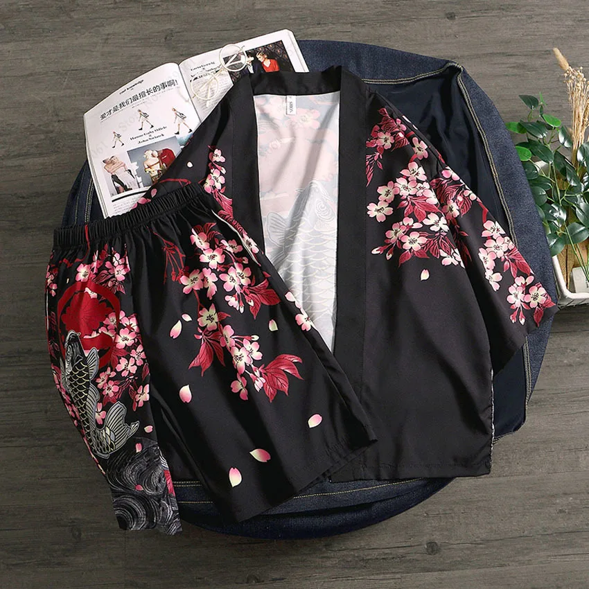 Пляжное кимоно в японском стиле Samurai Crane блузка Haori для мужчин и женщин кардиган