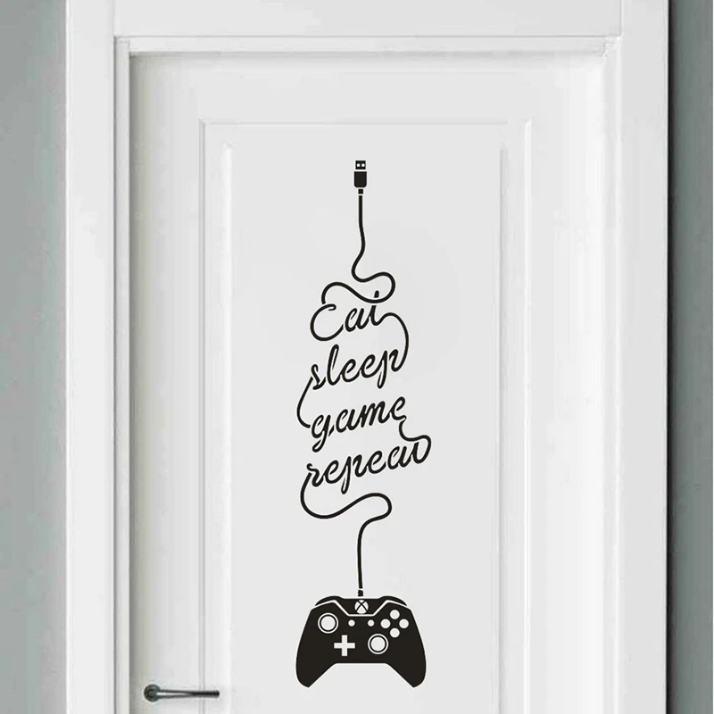1 шт. Eat Sleep Game Повтор наклейки на стену геймпад стена игровой комнаты декор для