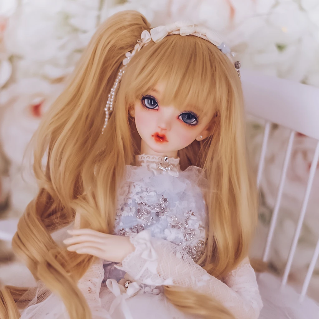 

1/4 16 дюймов кукла, длинный вьющийся парик для женщин, Лолита BJD SD AOD DK DZ светильник, желтый