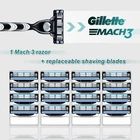 Бритвенный станок Gillette Mach 3, прямой бритвенный чехол для лица Бритва для мужчин, кассеты для бритья, бритвенный станок для бороды, инструменты с лезвиями