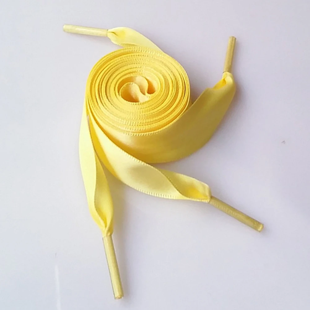 

1pair Tie Up Decoration Wide Fixed Solid Sport Universal Smooth Walking Accessory Flat Shoelace