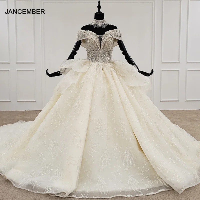 HTL1206 vintage wedding dress 2020 necklace sweet off the shoulder flower Waist design ball gown vestido de noiva | Свадьбы и