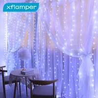 xflamper led garland curtain light with 8 lighting modes cooper fairy lights curtain with indoor patio home party decorations