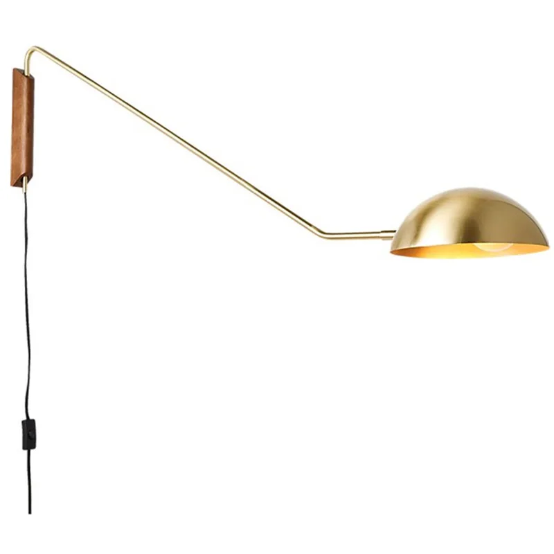 

Nordic wall lamp brass simple modern dining room long arm swing left and right creative living room bedroom bedside lamp