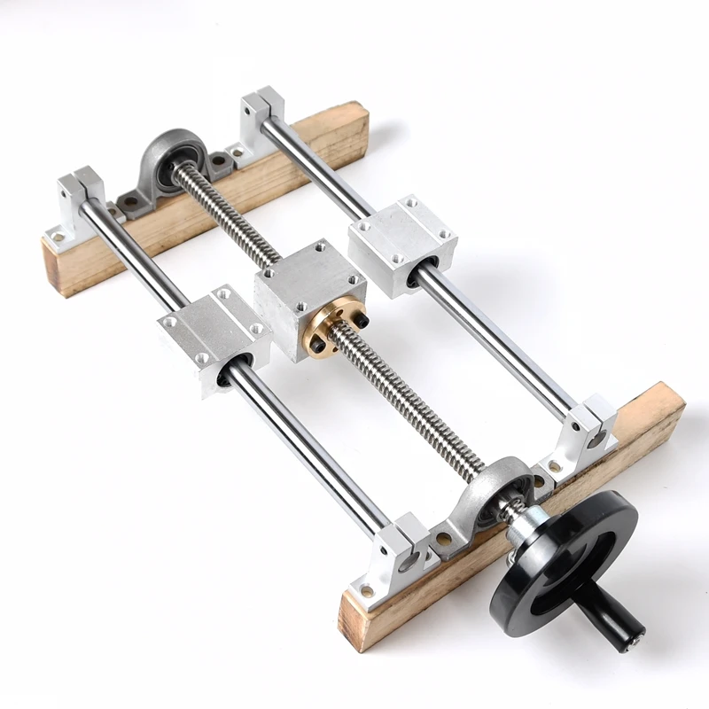Т образный винт T12 ручной раздвижной стол двойная направляющая гладкий вал из