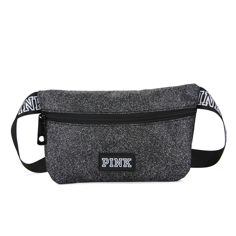 

New Pink Fanny Pack Girl Waterproof Sequin Heuptas Pink Waist Bag Mini Women Bum Beach Pockets Pouch Belt Solid Color