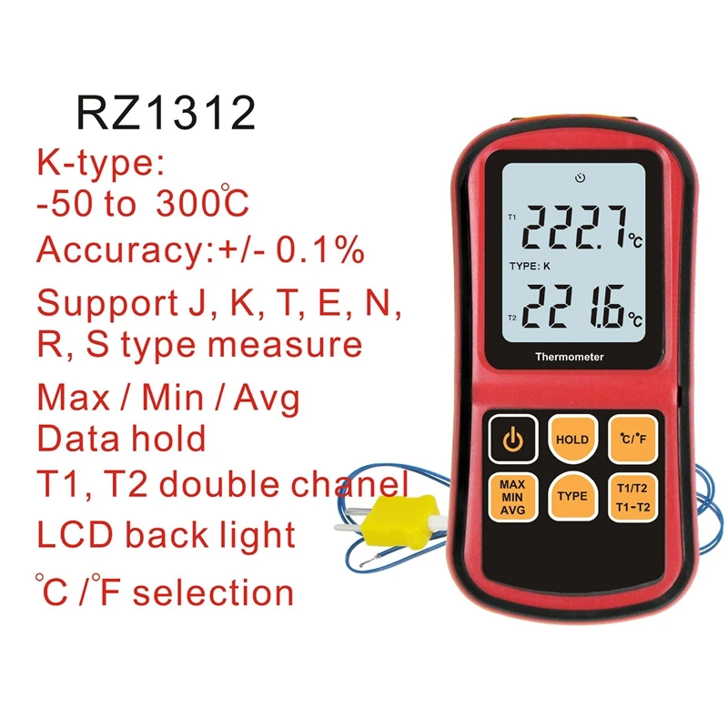 Gm1312 Professional Thermometer Digital Measure Tool High Precision Temperature Meter Tester With Lcd Back Light |