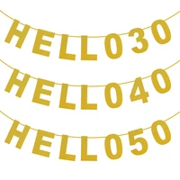 hello 30 40 50 60 paper garland flags bunting adult 30th 40th 50th birthday anniversary party decorations supplies banner 1 set