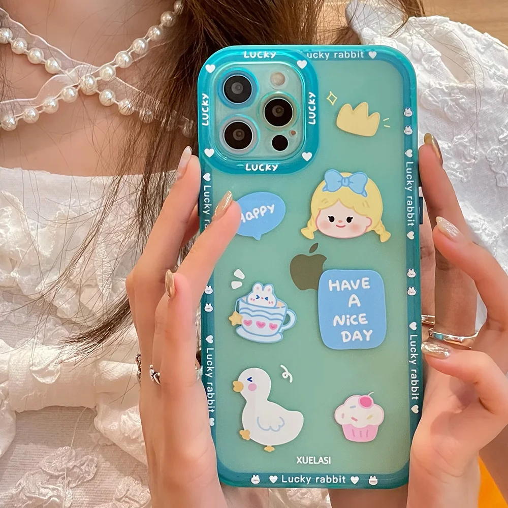 

Чехол для телефона с изображением девушки Ангела глаз утки кролика для iPhone 12 Pro 12 11 Pro Max XR X XS Max 7 8 Plus ударопрочный прозрачный мягкий силиконов...