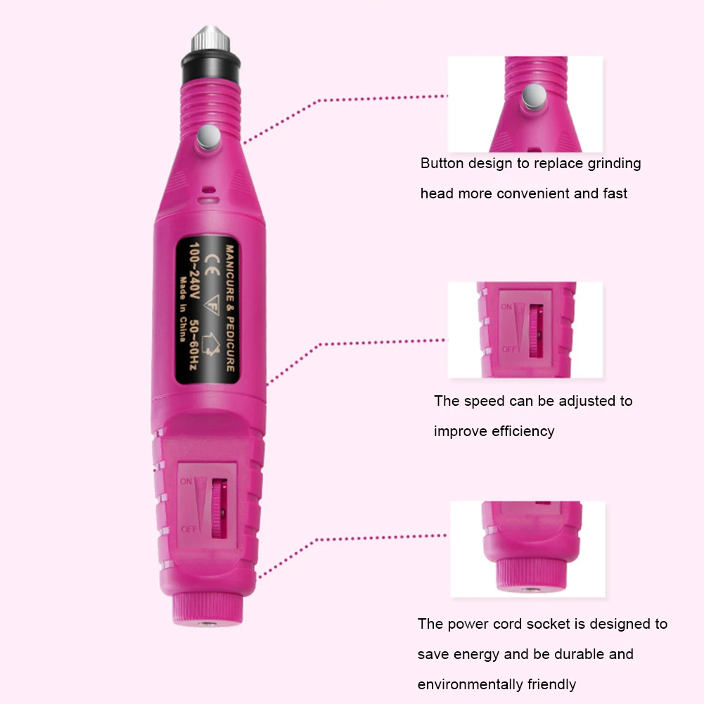 Электрическая мини дрель для дизайна ногтей 1 комплект ручка шлифовальная