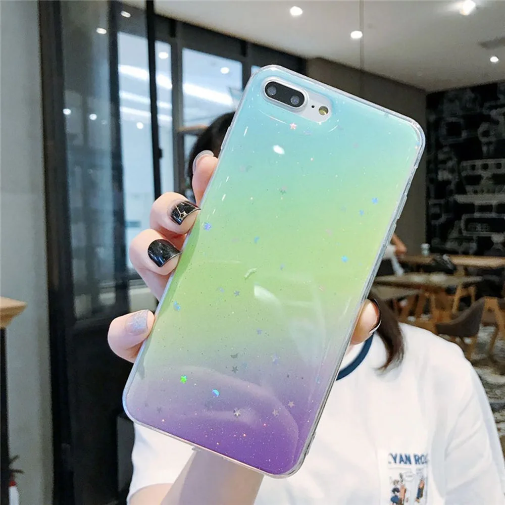 OTAO Блестящий блестящий чехол для iPhone X XS MAX XR градиентная эпоксидная звезда iphone 8 7 6