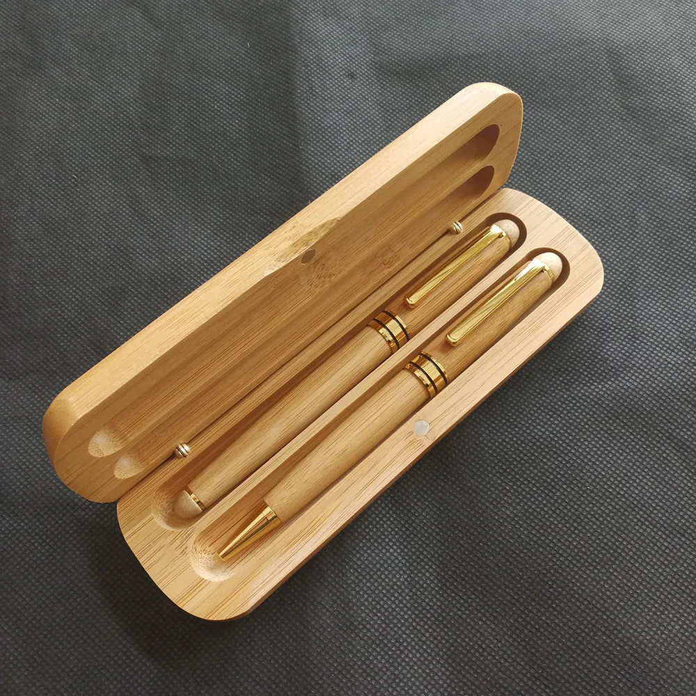 

Bamboo Pen Box with Two Pen Slot Bamboo Pencil Case Pen Case Supplies