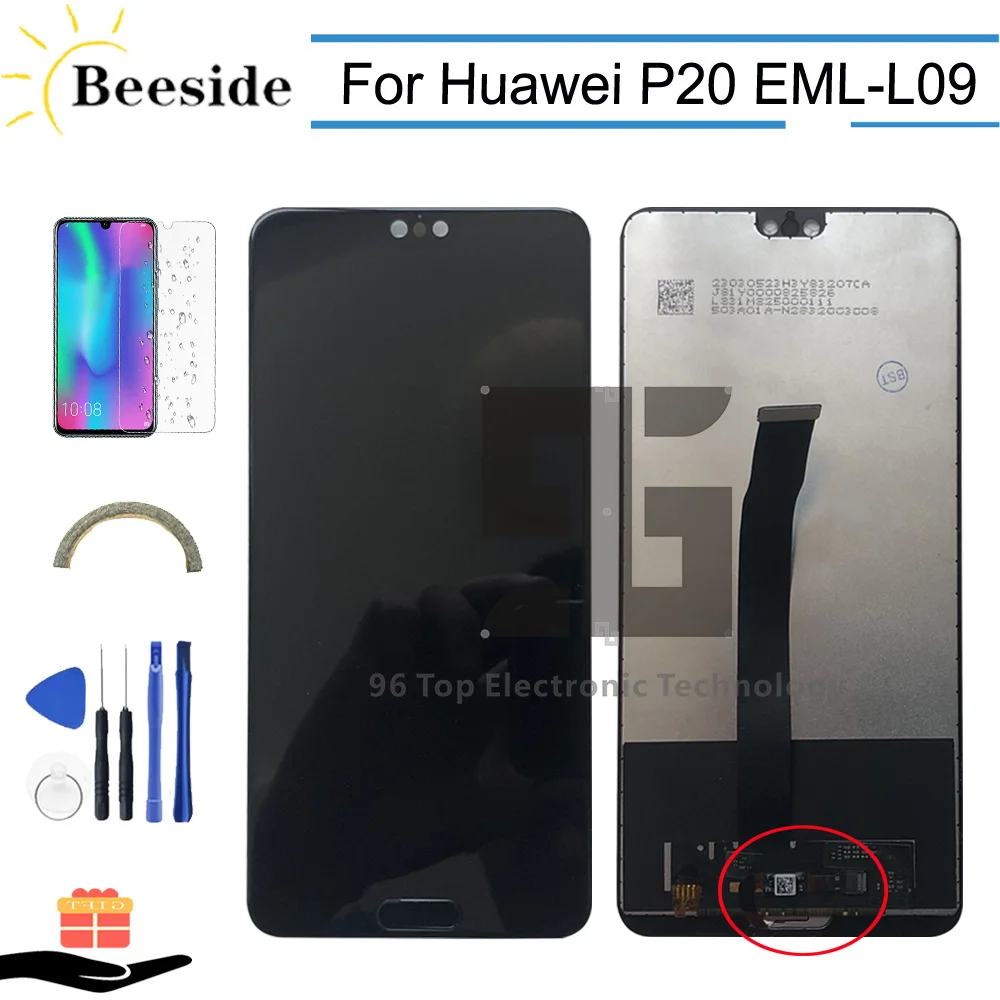 AA + качество ЖК дисплей с технологией сканирования отпечатков пальцев для huawei P20