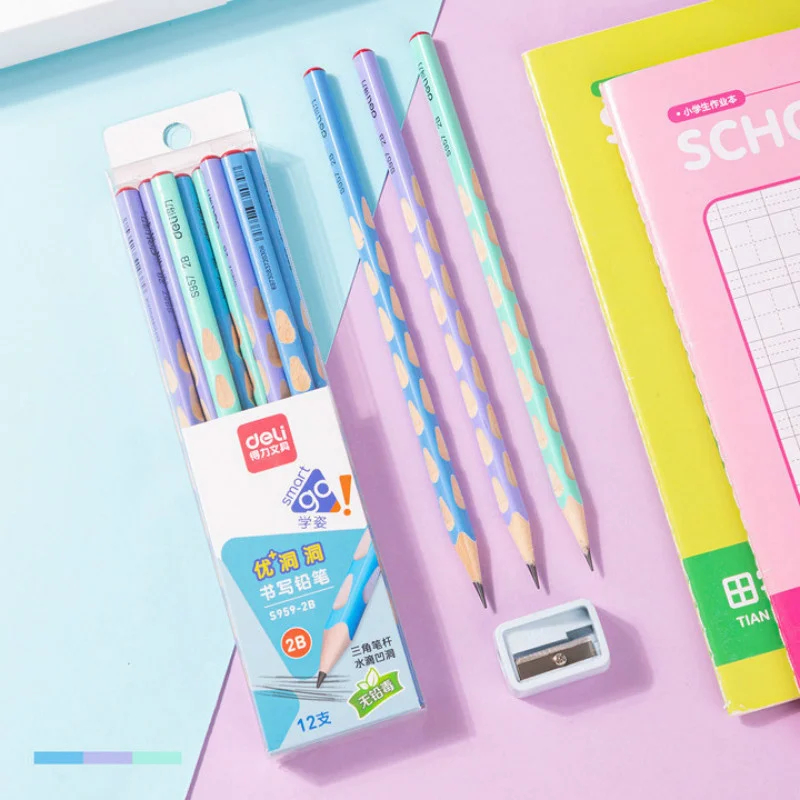

Color Hole Pencil Set HB 2B Triangular Pencil Correct Holding Posture Primary School Students Write Tool Stationery Supply