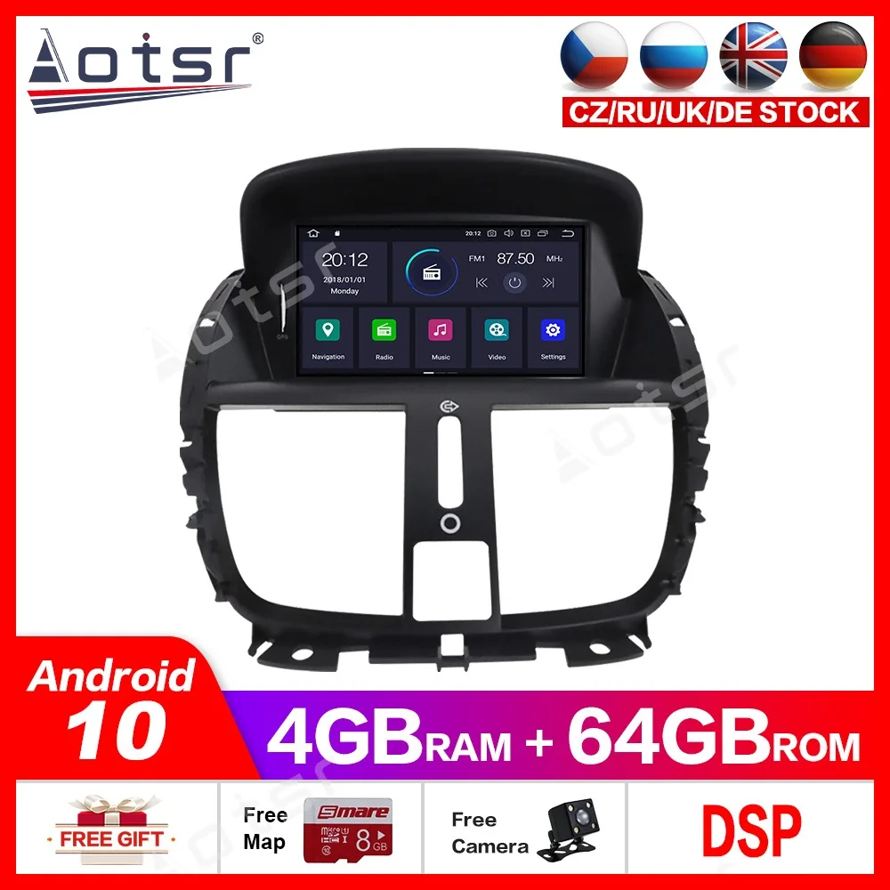

Android 10.0 4G+64GB Car DSP Car multimedia DVD Player GPS Radio For Peugeot 207 2008-2014 GPS Navigation stereo Head unit audio