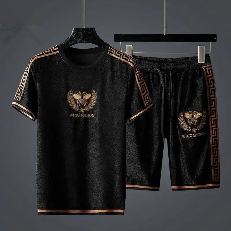 

High-end trend casual Outfits men's summer luxury fashion short sleeve shorts sports two-piece men's fashion