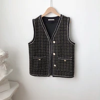 woven vest womens autumn 2021 new simple and fashionable small lattice vest vest jacket