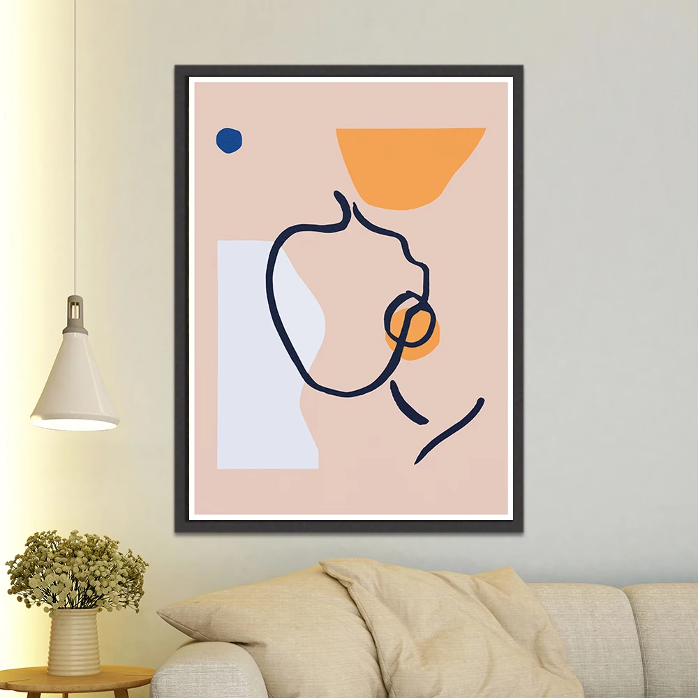 

Abstract Geometric Color Block Line Face Wall Art Canvas Painting Nordic Posters And Prints Modern Fashion For Living Room Decor
