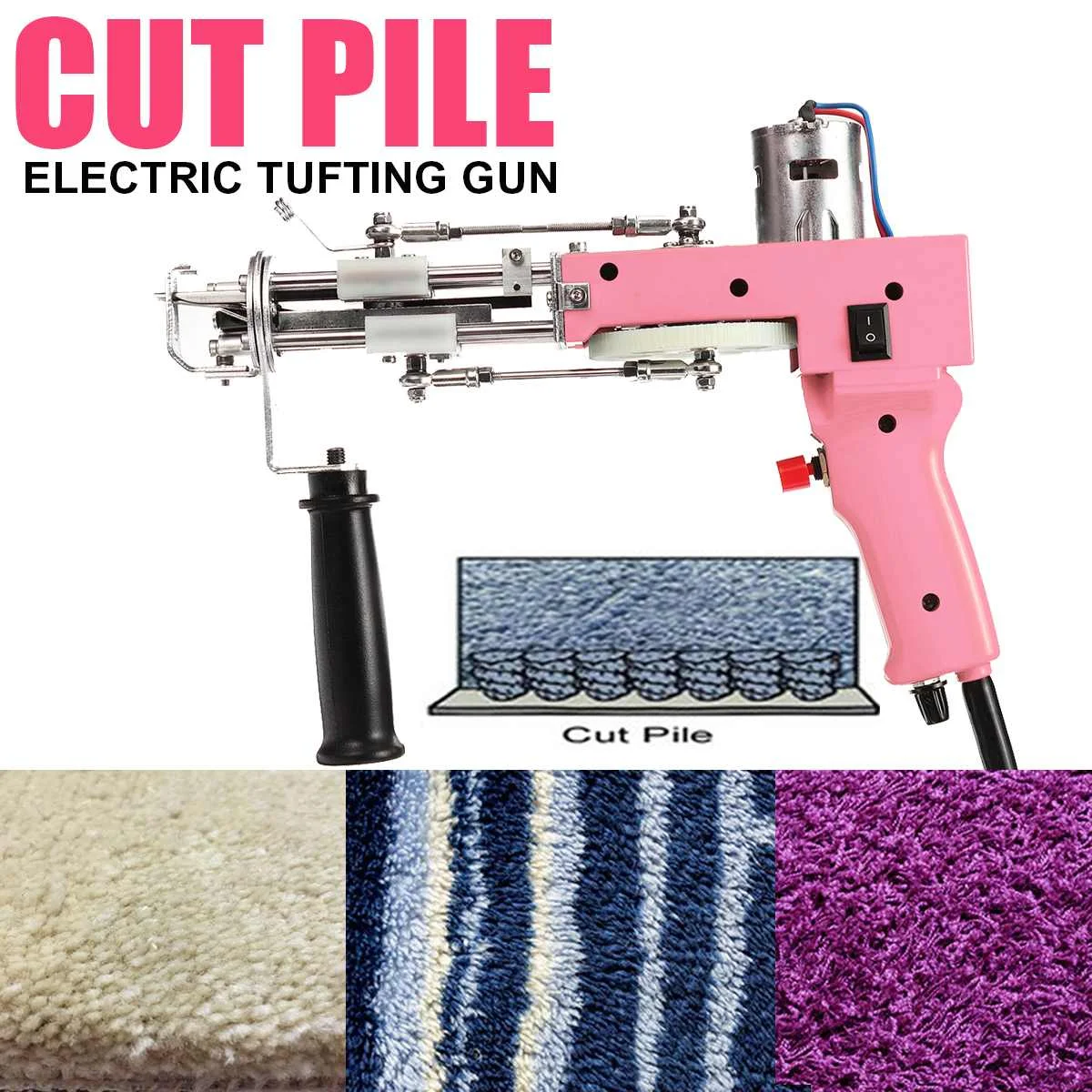 Pistola el&eacute;ctrica para alfombras, 2 en 1, 100W, para montar alfombras, flocado, ajustable, actualizaci&oacute;n-0