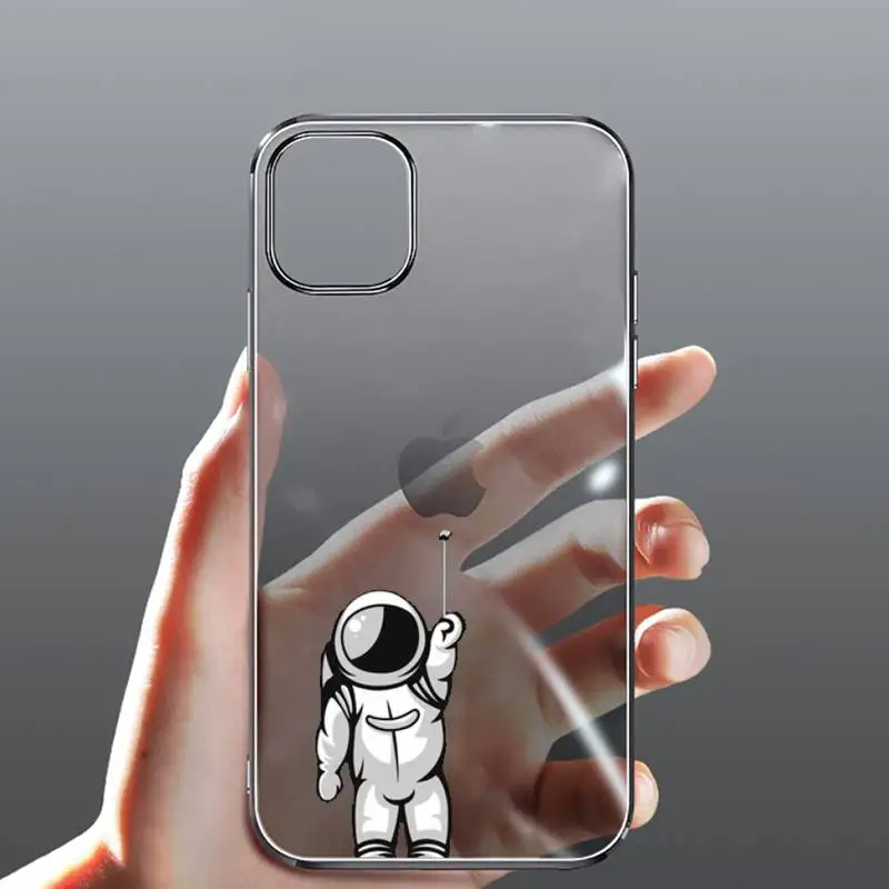 

astronaut space earth cartoon Phone Case Transparent for iPhone Samsung 11 12 6 7 8 9 30 Pro X Max XR Plus lite
