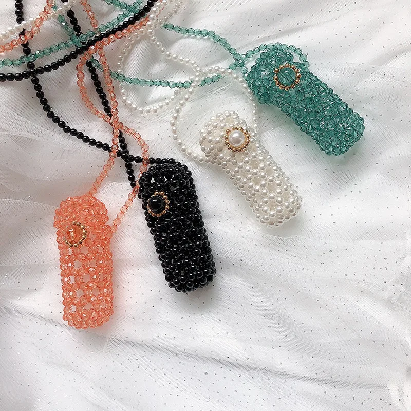 

Сумка для губной помады ручной работы с бисером PUOU, косметичка, чехол для макияжа, модная сумка для туалетных принадлежностей