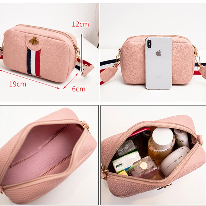 Женская мини-сумка через плечо маленький размер ручная сумка черный розовый