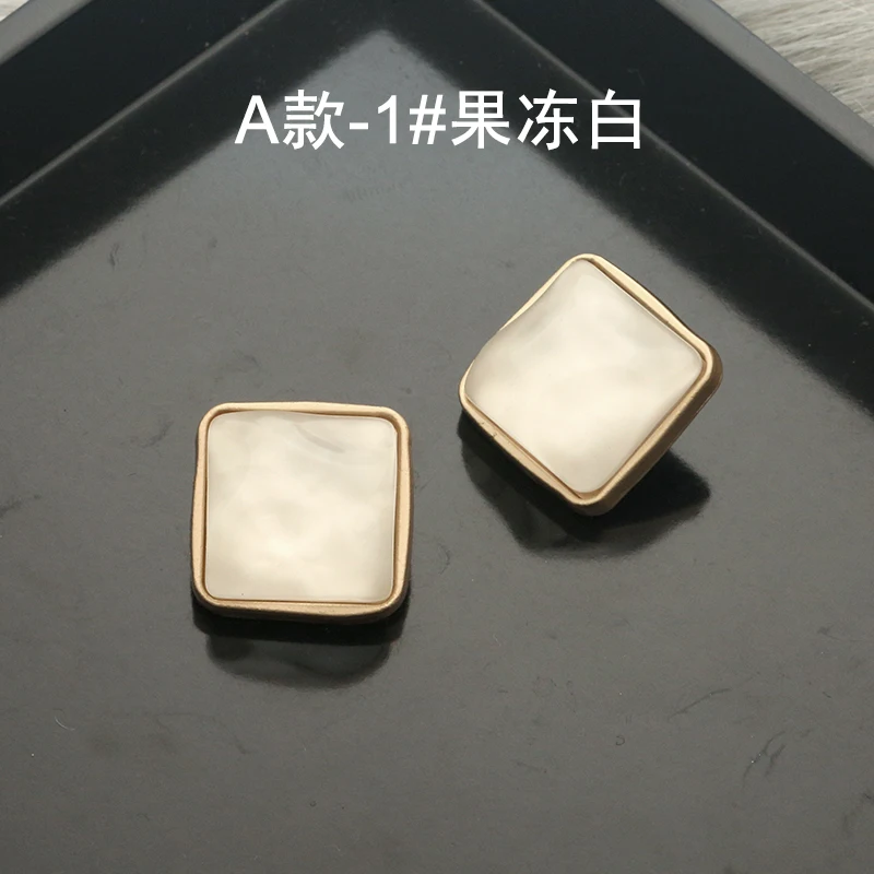 

6pcs 24mm Square Metal Gold Rhinestone Craft Decorative Women Dress Coat Buttons for Clothing Needlework Sewing