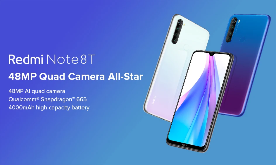 Xiaomi Redmi Note 8 T Note 8 T, 4 Гб, 128 ГБ, NFC, Смартфон Snapdragon 665, четыре ядра, 48 МП, камера 6,3 дюйма, 4000 мА/ч, 18 Вт, глобальная версия