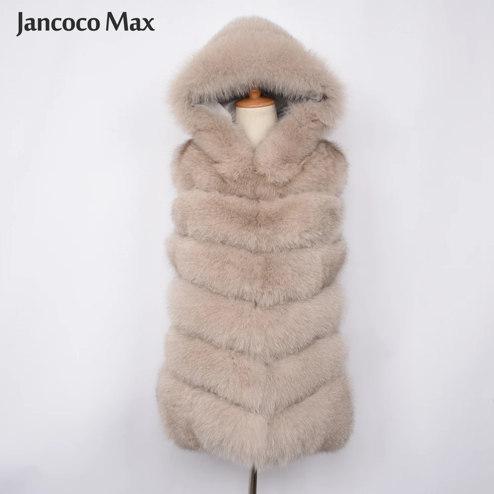Jancoco Max новая зимняя женская обувь из натурального Лисьего меха с капюшоном жилет