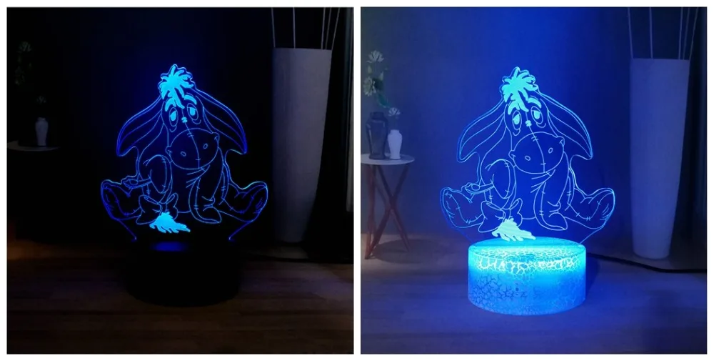 Дропшиппинг милый ИА RGB многоцветный 3D оптическая лампа Пух медведь светодиодный ночной Светильник для сна Детский праздник день рождения Рождественский подарок