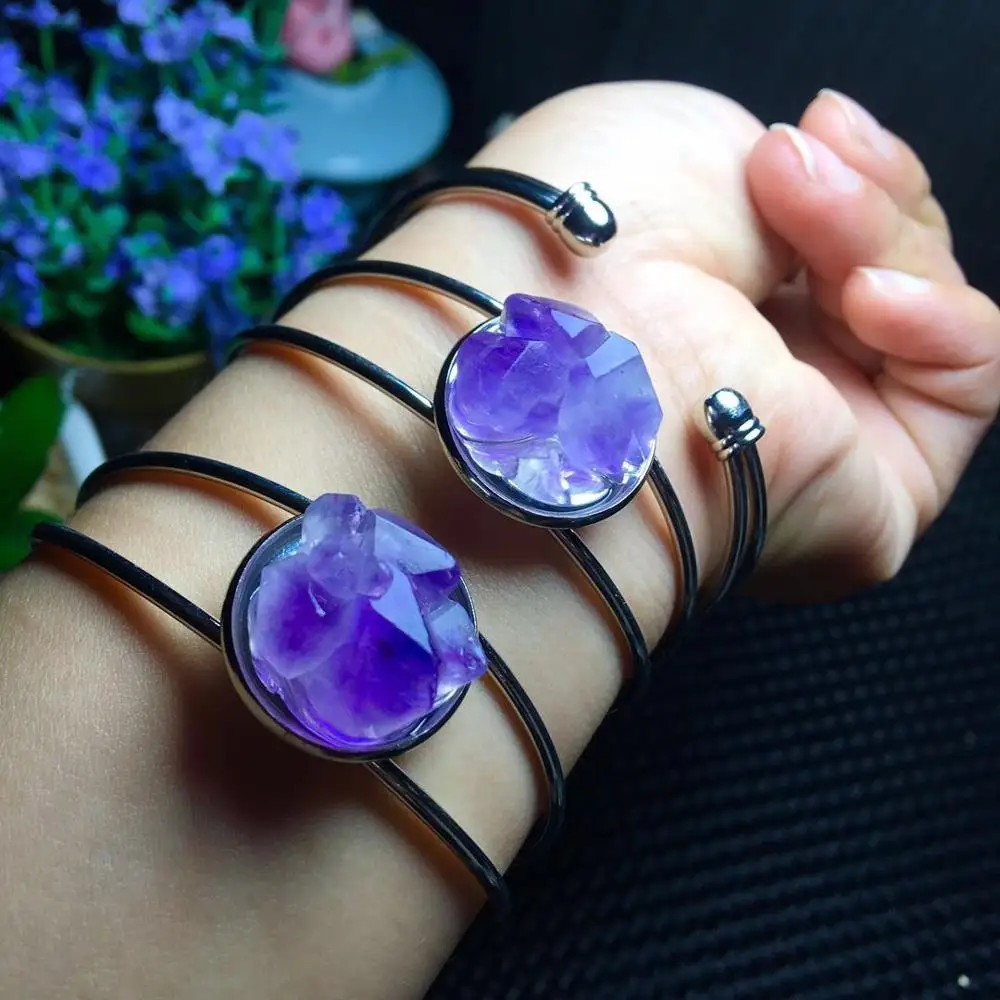 Natural purple crystal cluster bracelet stone inlay ornaments | Украшения и аксессуары