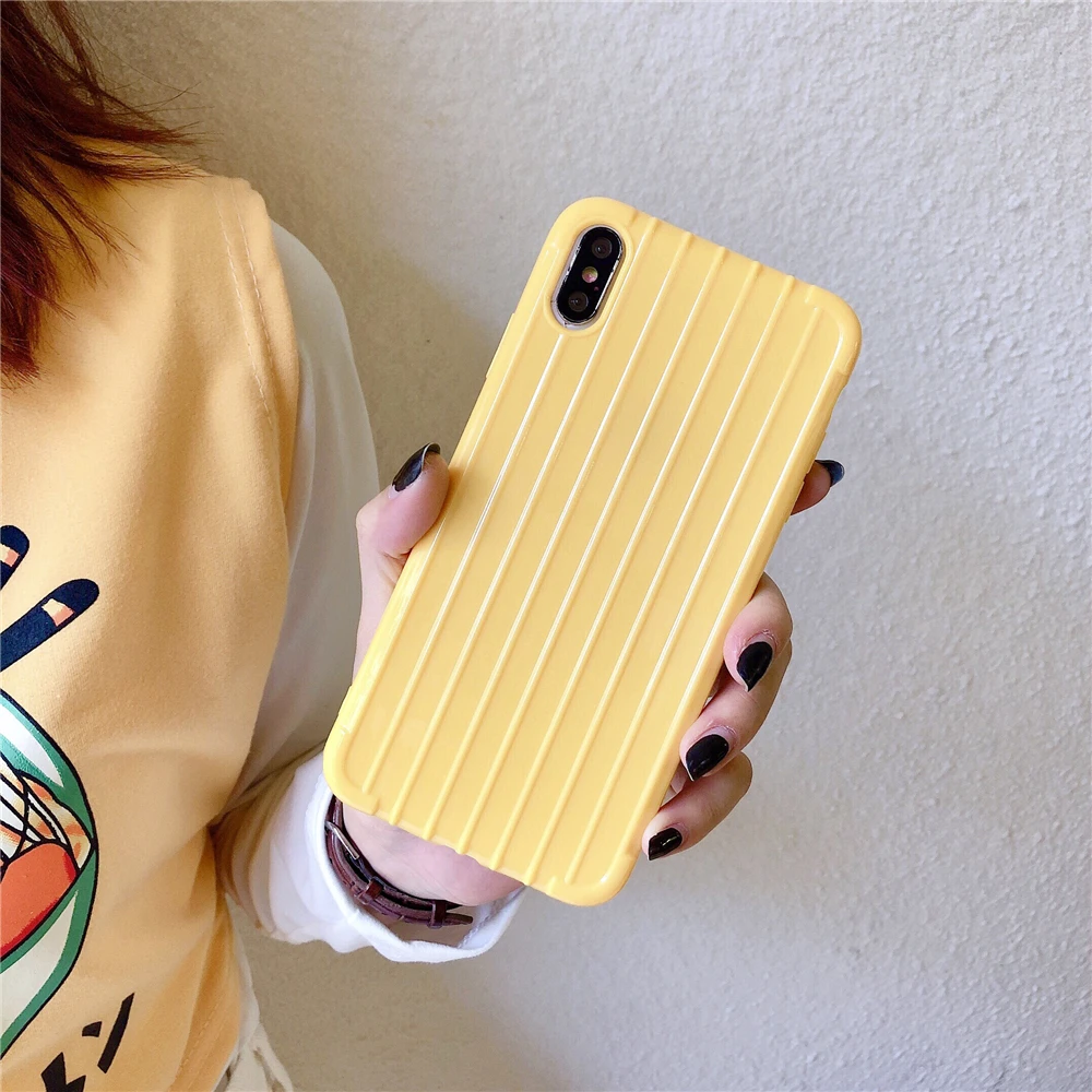 Suitable for Apple Iphone 11 Pro Max 6 7 8 6s plus X Xs XR soft solid color trolley case style anti-fall silicone phone | Мобильные
