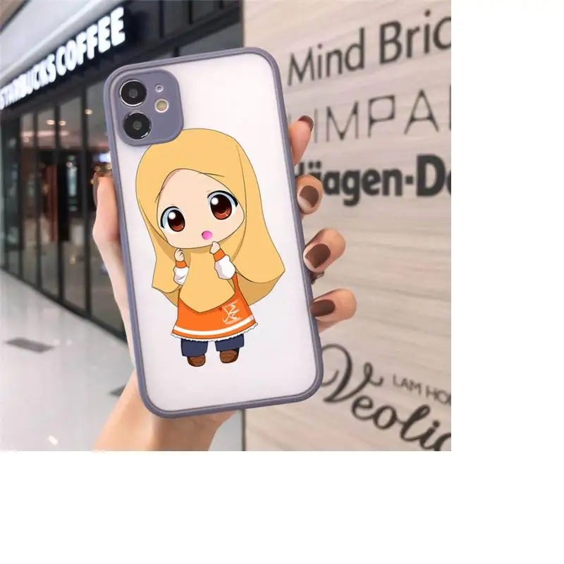 

Muslim girl cute cartoon Phone Cases matte transparent For iphone 7 8 11 12 plus mini x xs xr pro max cover